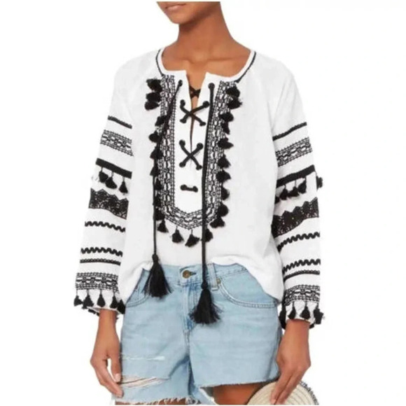 DODO BAR OR Tops - Dodo Bar Or Malka Tassel Top White Black